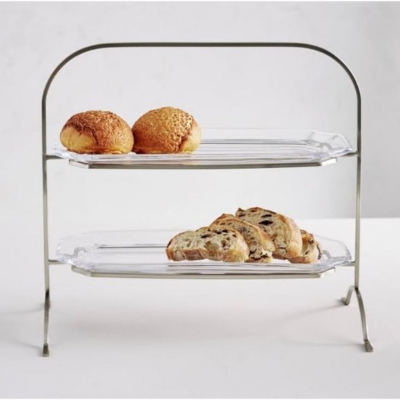Pottery Barn Pressed Glass Tiered Stand